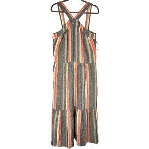 JOIE Women's Gray Multicolor Stripe Linen Sleeveless Halter Neck Rosabel Dress